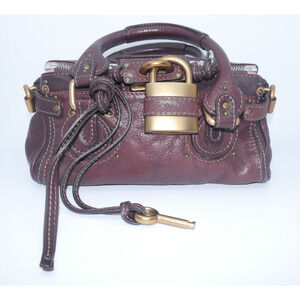 Auth Chloe Mini Paddington Handbag Bag Brown Leather Padlock key Y2K GOOD